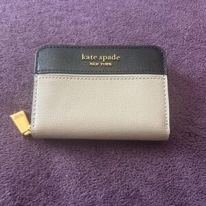 Kate Spade Mini Zip Around Black and Cream Wallet